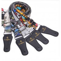 Wholesale cotton leather color high quality cartoon printed fashion Guitar Strap