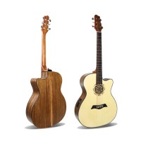 2019 custom engraved flower sound hole design built-in EQ pickup electric acoustic guitar